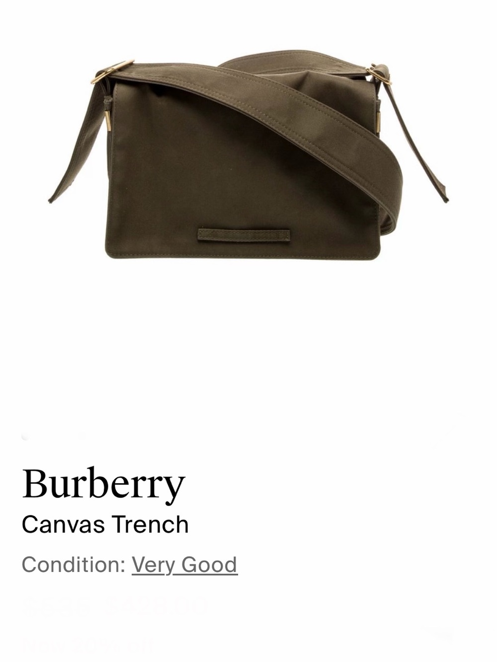 Burberry Canvas Trench Crossbody Bag in Olive